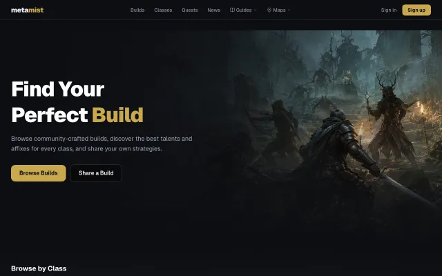 Screenshot von metamist.io
